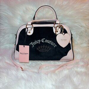NWT Juicy Couture Urban Heritage Bowler Velour Crossbody Bag Black